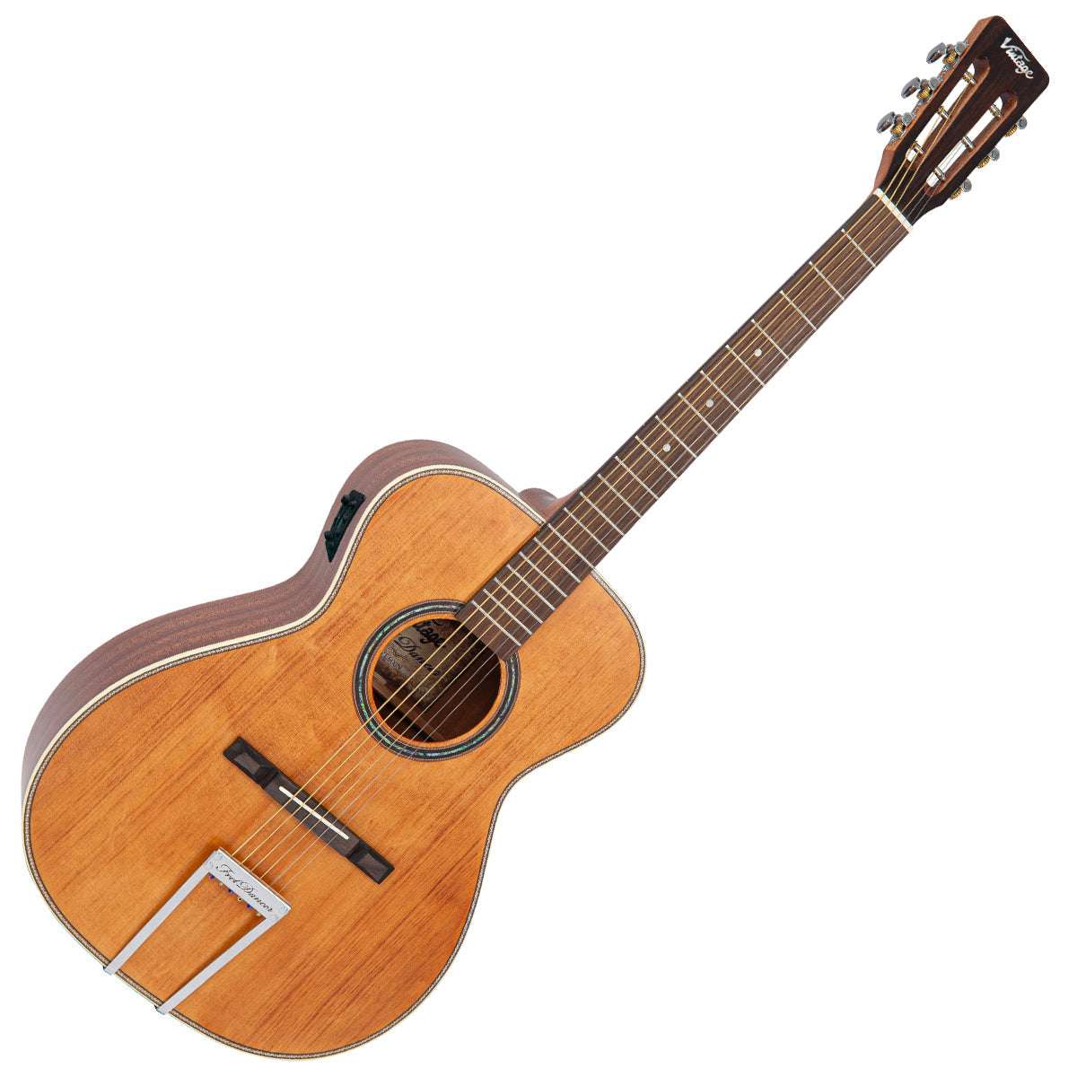 Vintage VE600N 'Fret Dancer' Electro-Acoustic Guitar ~ Aged Open Pore, Electro Acoustic Guitar for sale at Richards Guitars.