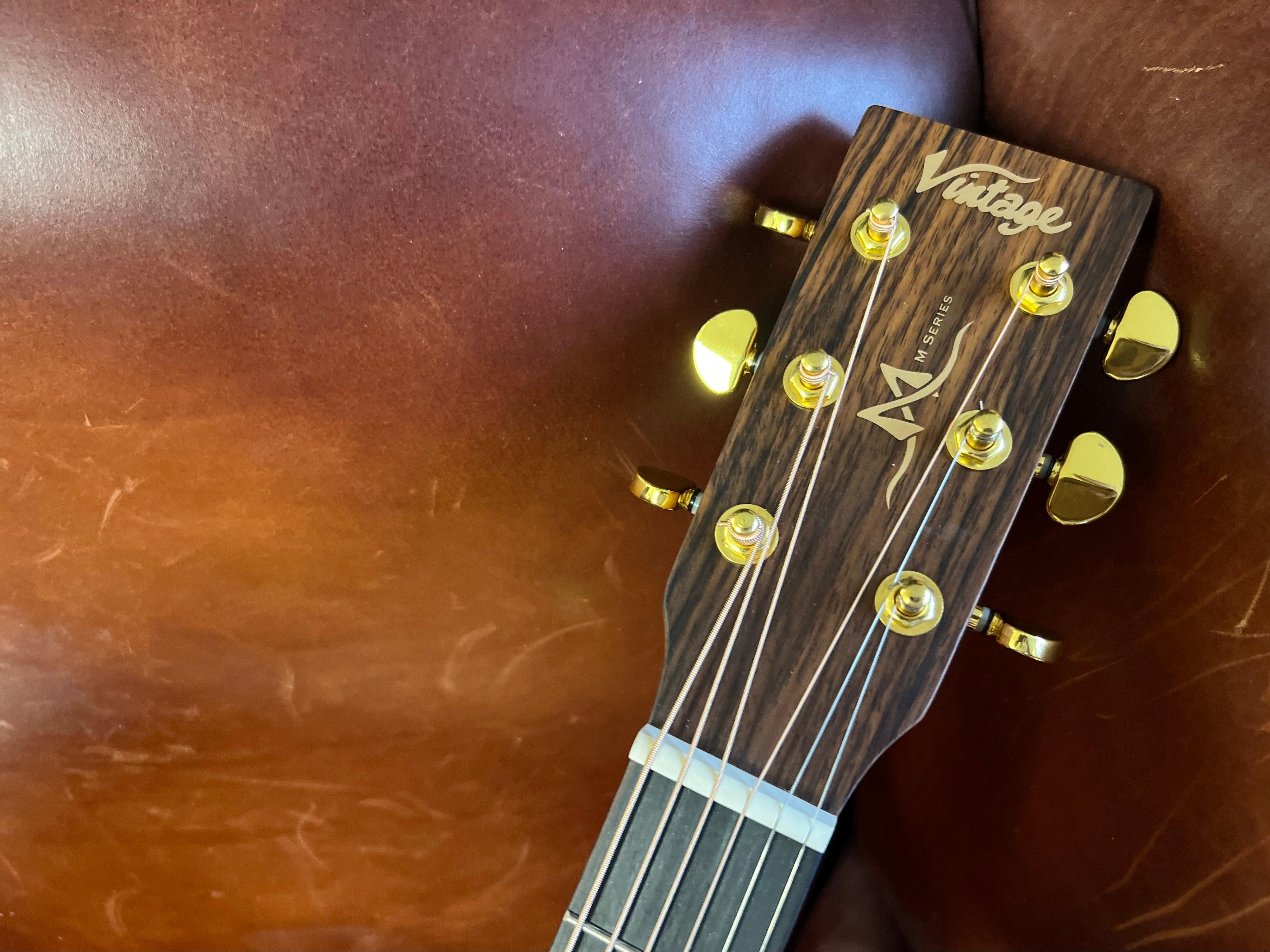 Vintage VE800MH Mahogany Series 'Parlour' Electro-Acoustic Guitar ~ Satin Mahogany, Electro Acoustic Guitar for sale at Richards Guitars.