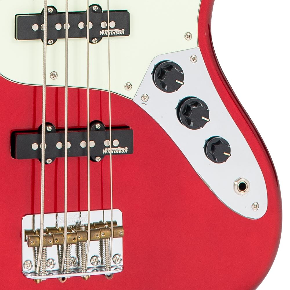 Vintage VJ74CAR ReIssued Bass Guitar ~ Candy Apple Red, Bass Guitar for sale at Richards Guitars.