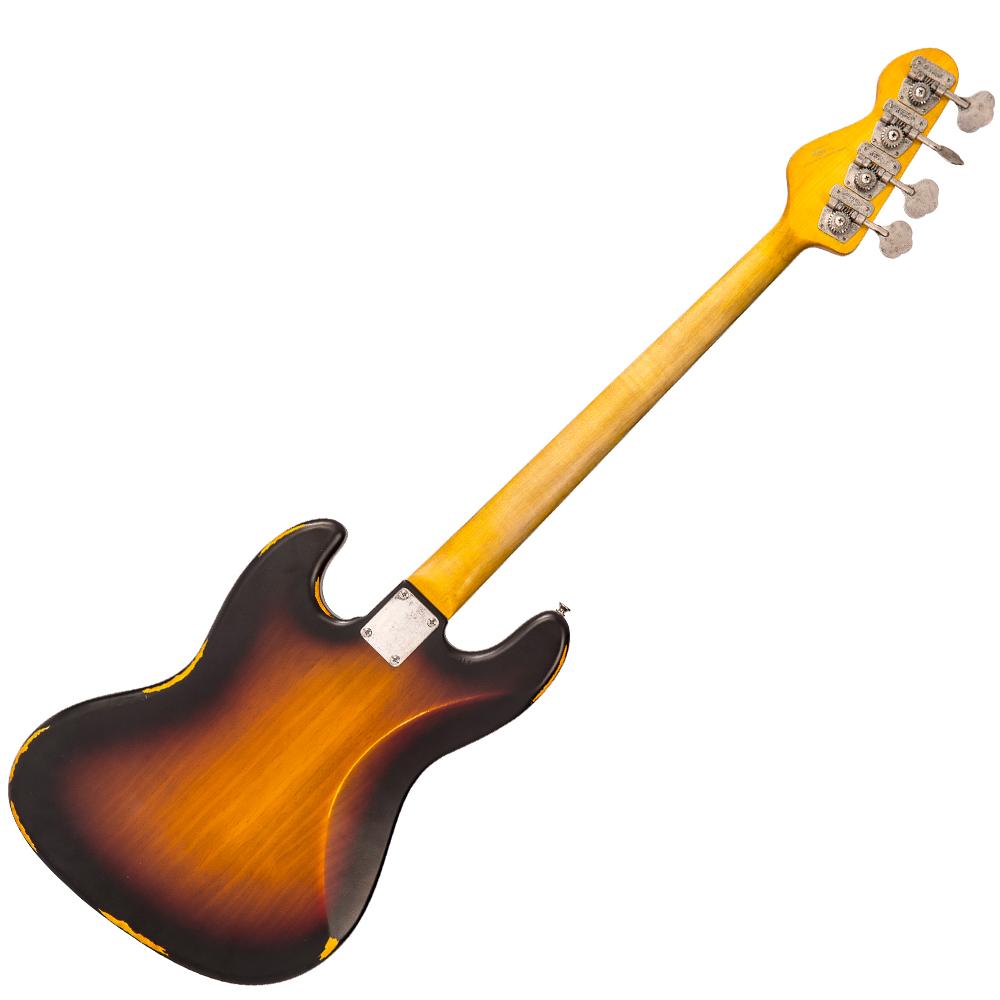 Vintage VJ74 ICON Bass ~ Distressed Sunset Sunburst, Bass Guitar for sale at Richards Guitars.