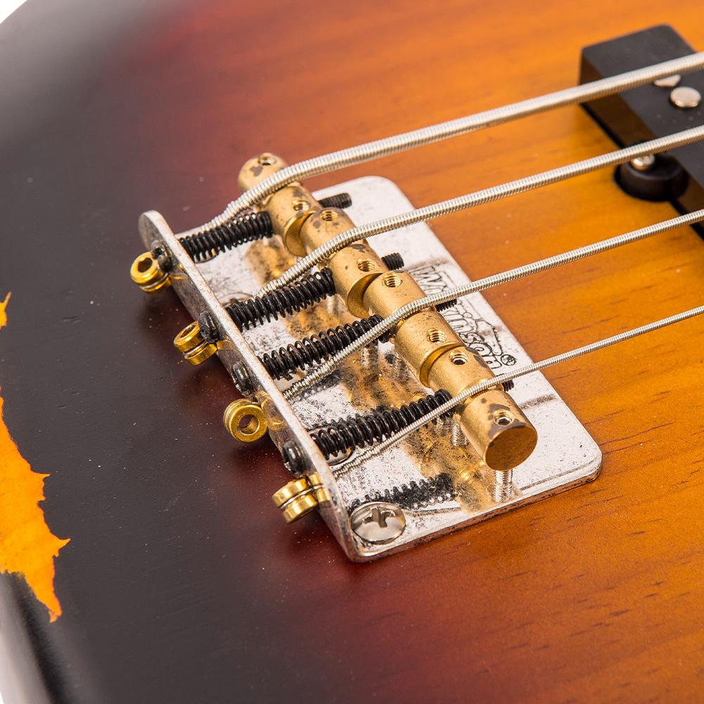 Vintage VJ74 ICON Bass ~ Distressed Sunset Sunburst, Bass Guitar for sale at Richards Guitars.