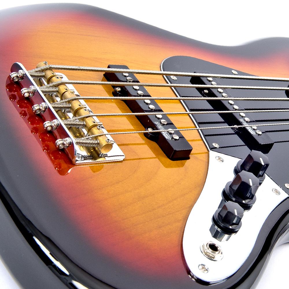 Vintage VJ75 ReIssued Maple Fingerboard Bass Guitar ~ 5-String ~ Sunburst, Bass Guitar for sale at Richards Guitars.