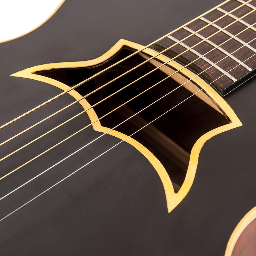 Vintage VRA900EA "Raven" Paul Brett Electro-Acoustic Guitar ~ Satin Black, Electro Acoustic Guitar for sale at Richards Guitars.