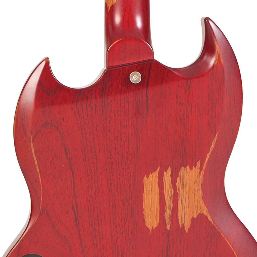 Vintage VS6 ICON Electric Guitar ~ Distressed Cherry Red, Electric Guitar for sale at Richards Guitars.