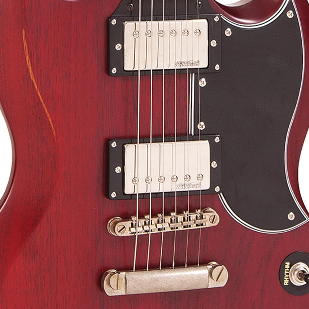 Vintage VS6 ICON Electric Guitar ~ Distressed Cherry Red, Electric Guitar for sale at Richards Guitars.