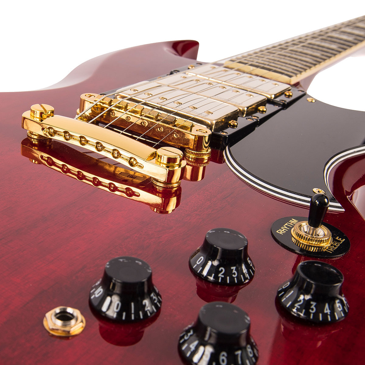 Vintage VS63 ReIssued Electric Guitar ~ Cherry Red, Electric Guitar for sale at Richards Guitars.