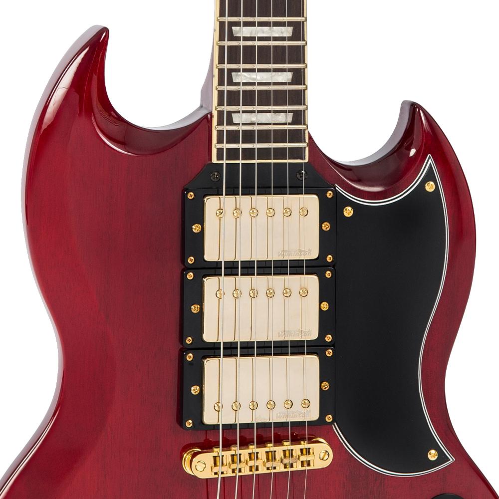 Vintage VS63 ReIssued Electric Guitar ~ Cherry Red, Electric Guitar for sale at Richards Guitars.