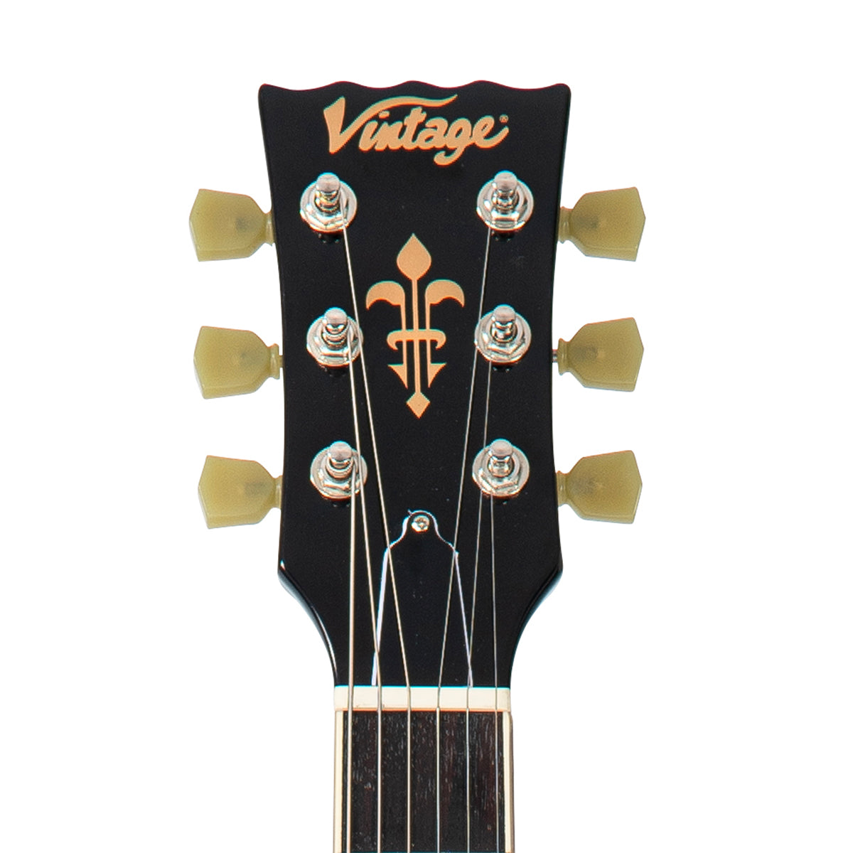 Vintage VSA500BBK ReIssued Semi Acoustic Guitar w/Bigsby ~ Boulevard Black, Electric Guitar for sale at Richards Guitars.