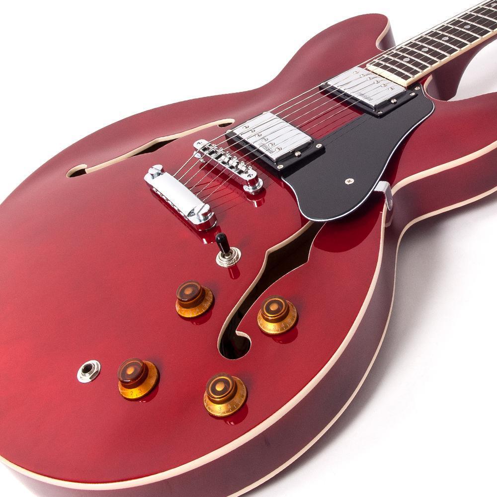 Vintage VSA500CR ReIssued Semi Acoustic Guitar ~ Cherry Red, Electric Guitar for sale at Richards Guitars.