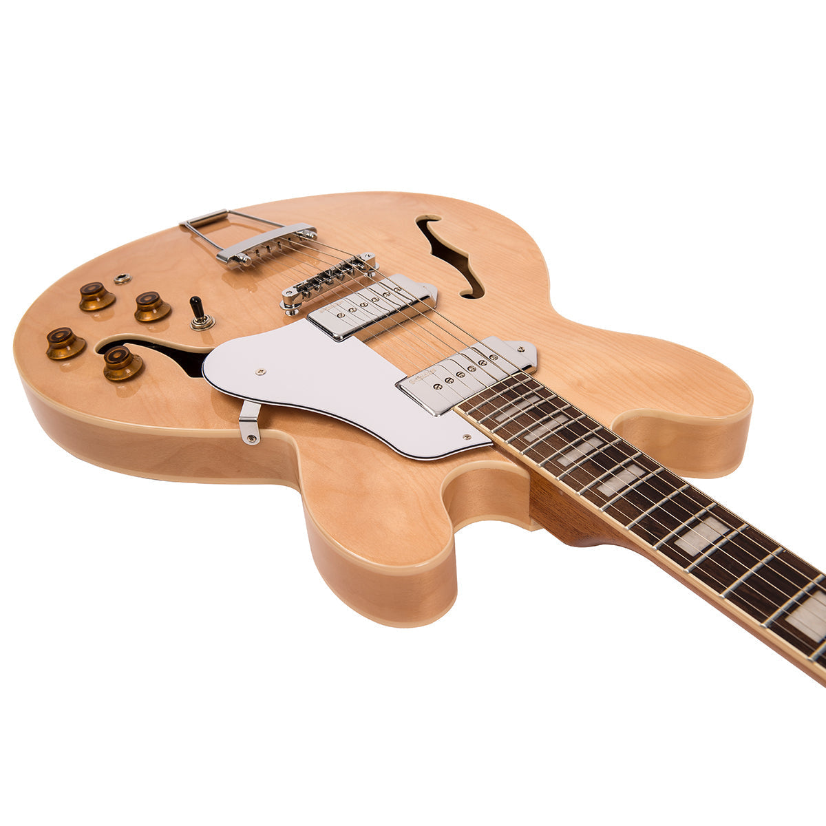 Vintage VSA500P ReIssued Semi Acoustic Guitar ~ Natural Maple, Electric Guitar for sale at Richards Guitars.