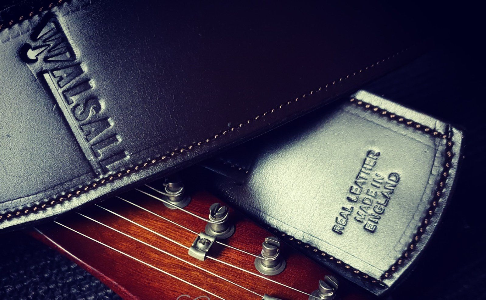 Walsall Hand Made Premium Padded Bridle Leather Guitar Strap ( Just £79 when bought with a guitar saving £40), Straps for sale at Richards Guitars.