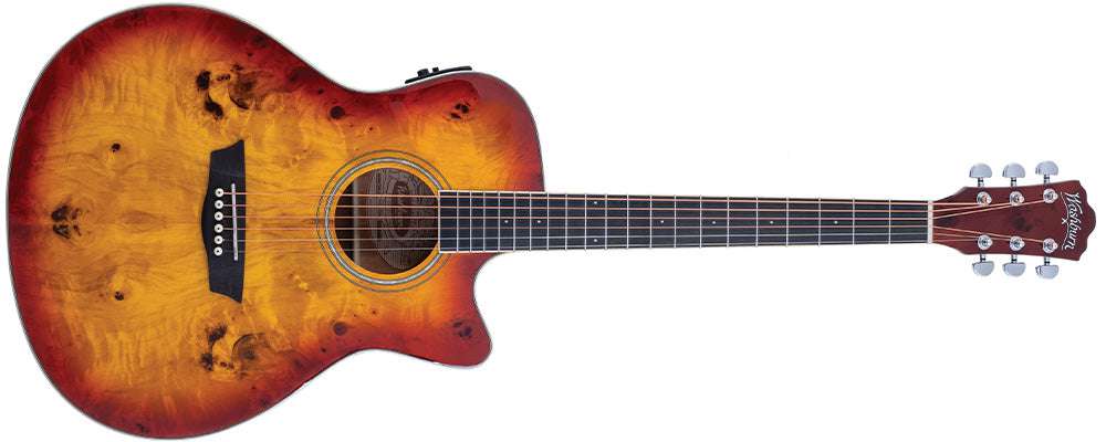 Washburn BURL ACE Grand Auditorium Amber Fade Electro Acoustic Gui