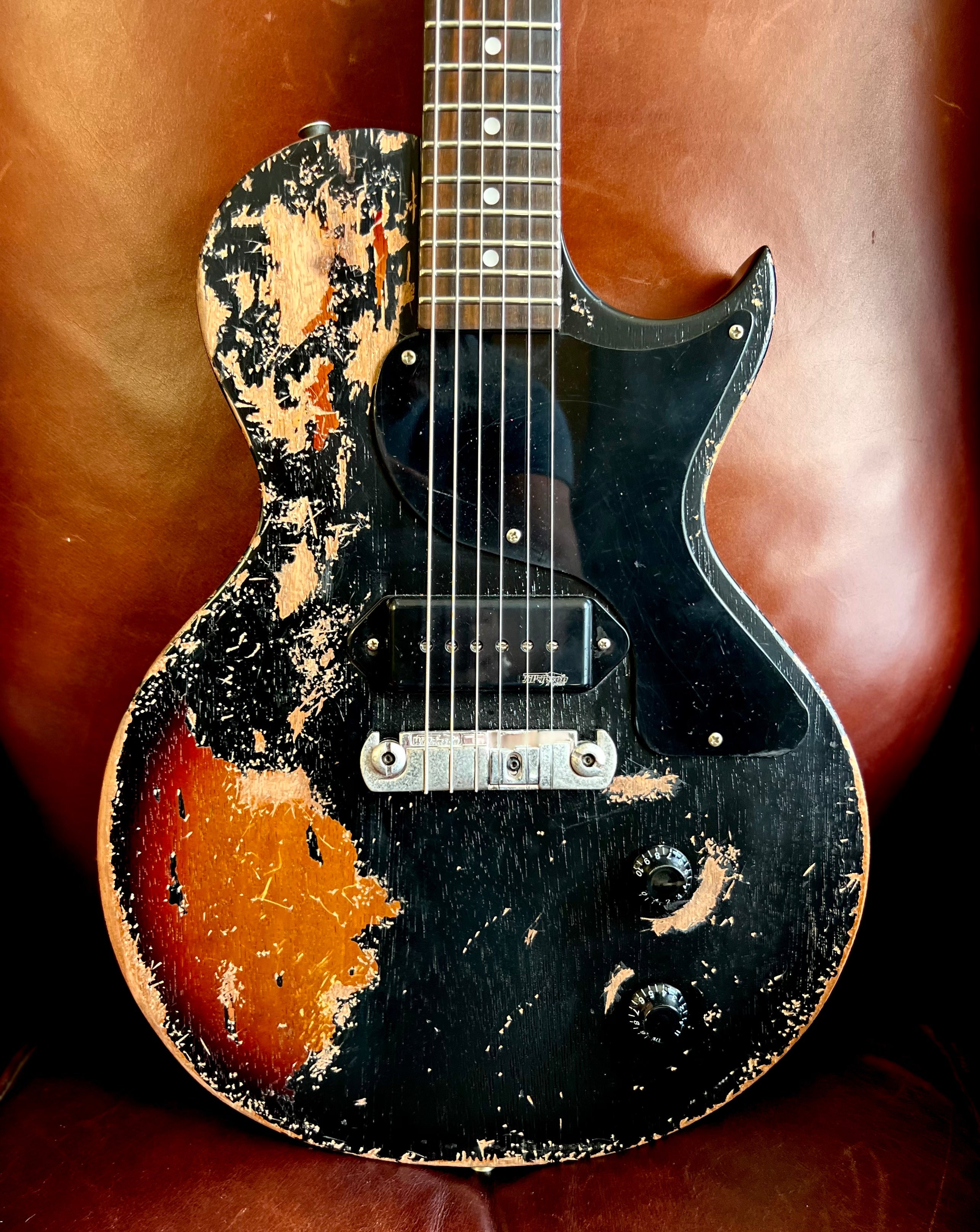 Vintage V120 ProShop "Reclaimed" Fallout Black Over Burst, Electric Guitar for sale at Richards Guitars.