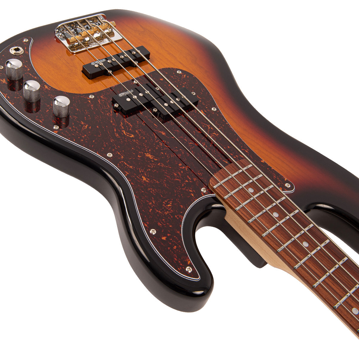 Vintage V42 ReIssued Bass Guitar ~ 3 Tone Sunburst, Bass Guitar for sale at Richards Guitars.