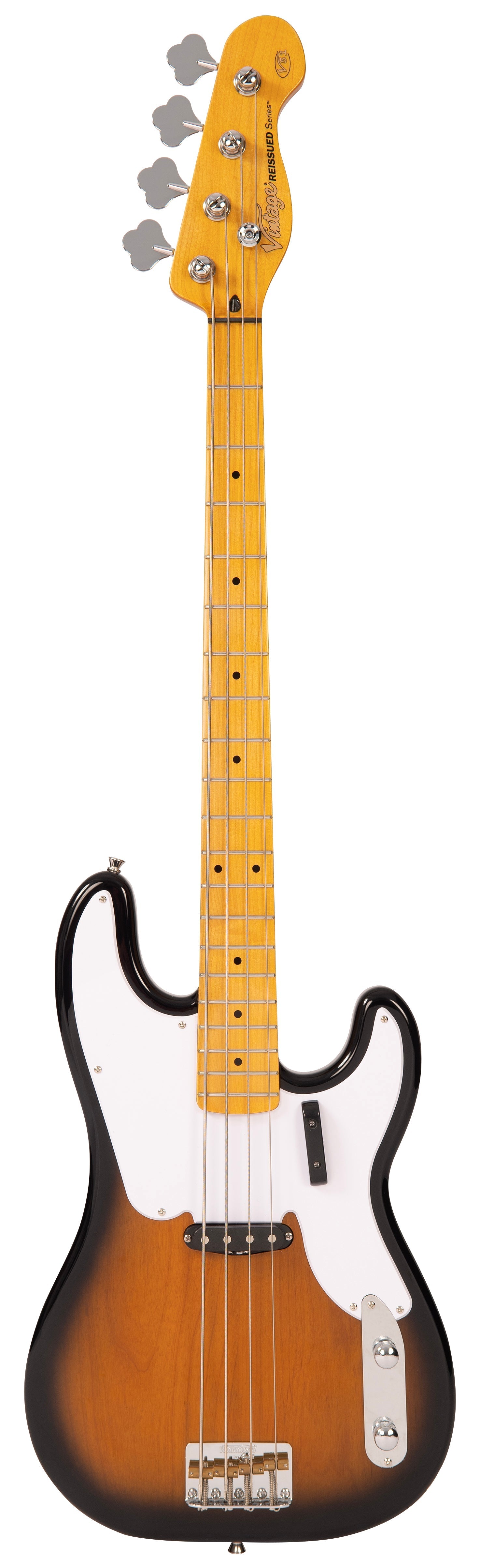 Vintage V51 ReIssued Bass Guitar ~ 2 Tone Sunburst, Bass Guitar for sale at Richards Guitars.