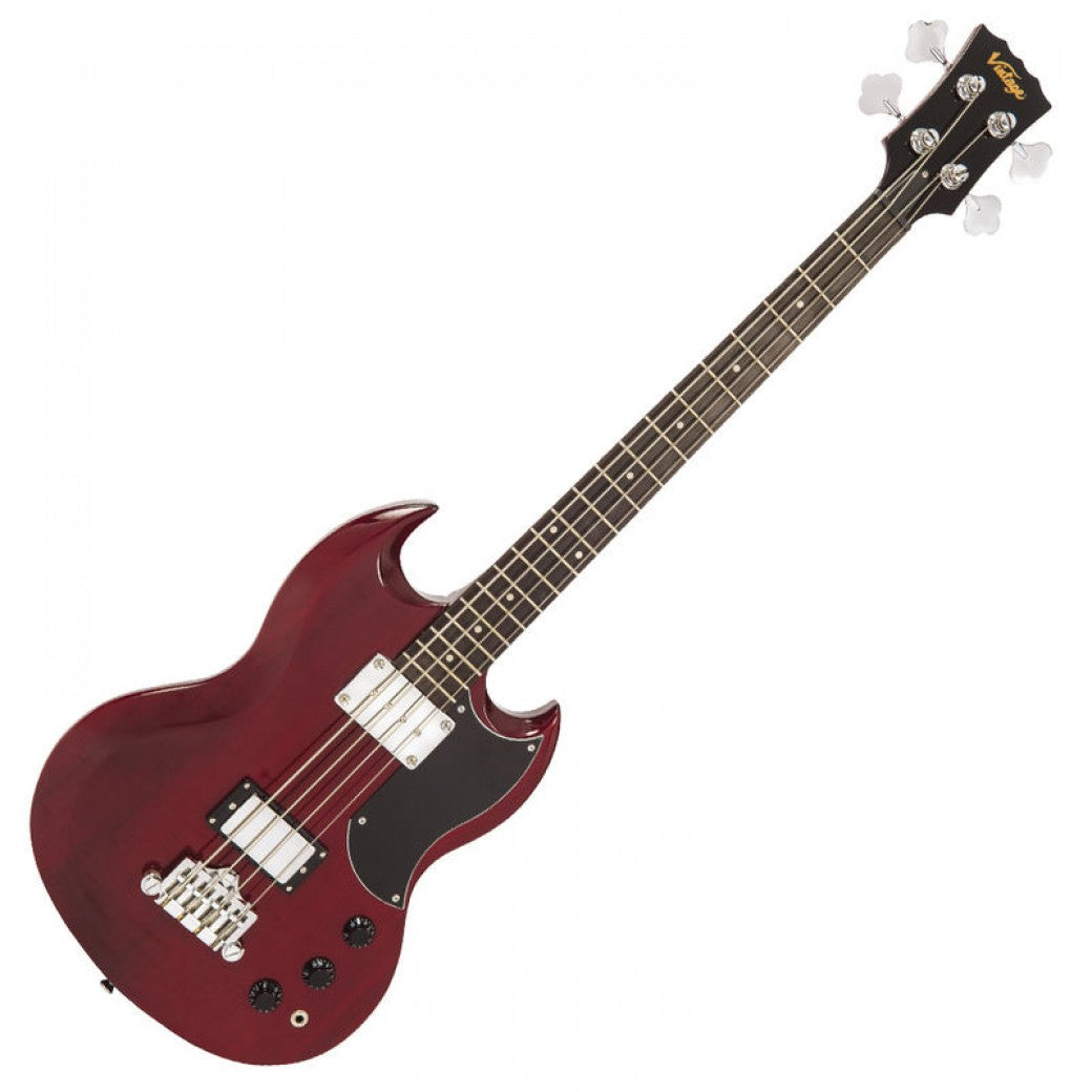 Vintage VS4 ReIssued Bass Guitar ~ Cherry Red, Bass Guitar for sale at Richards Guitars.