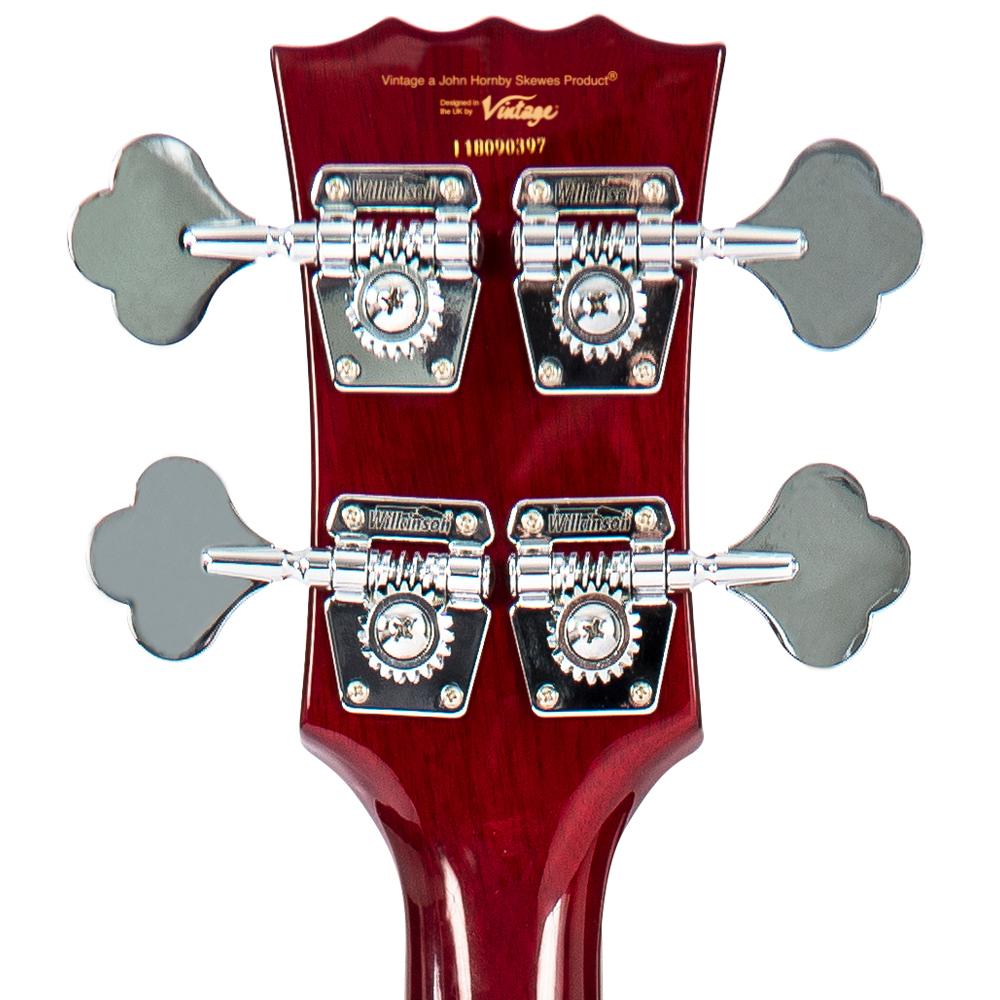 Vintage VS4 ReIssued Bass Guitar ~ Cherry Red, Bass Guitar for sale at Richards Guitars.