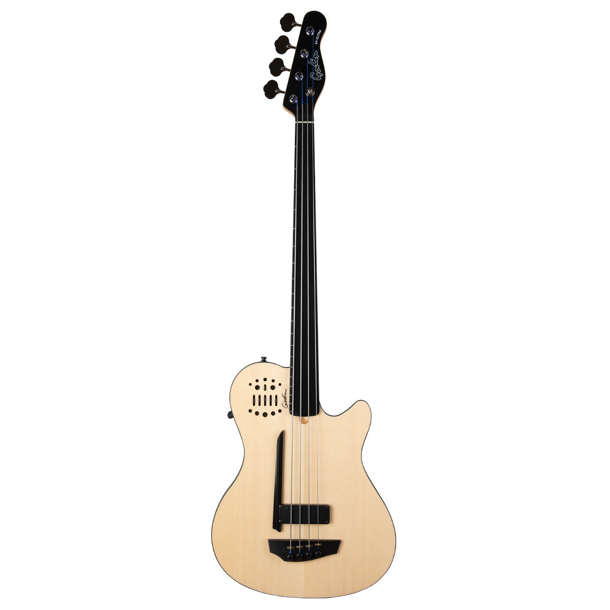 Godin A4 Ultra Semi-Acoustic Fretless Bass Guitar ~ Natural, Bass Guitars for sale at Richards Guitars.