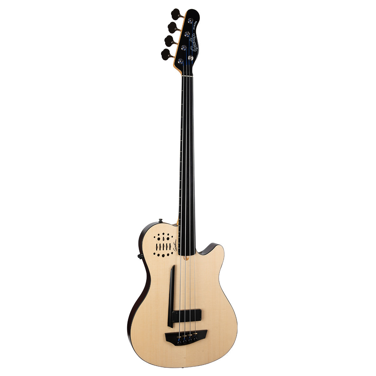 Godin A4 Ultra Semi-Acoustic Fretless Bass Guitar ~ Natural, Bass Guitars for sale at Richards Guitars.