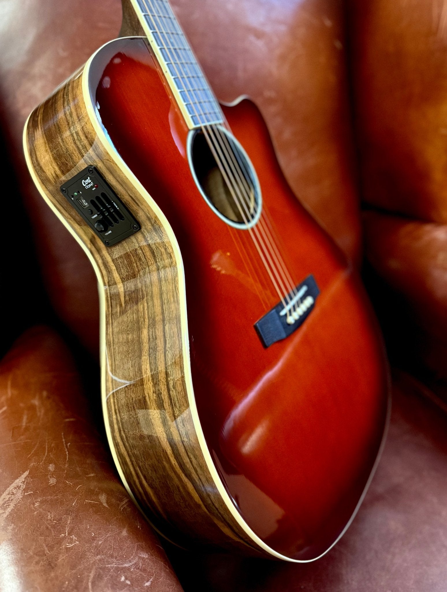 Cort Exotic GA Walnut Electro Acoustic Guitar w'Solid Spruce Top - Richards Guitars Of Stratford Upon Avon
