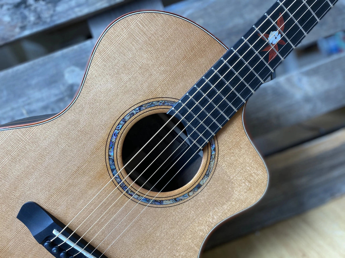 Dowina Figured Ebony GAC Deluxe Masters With Torrifed Swiss Moon Spruce Top - Richards Guitars Of Stratford Upon Avon