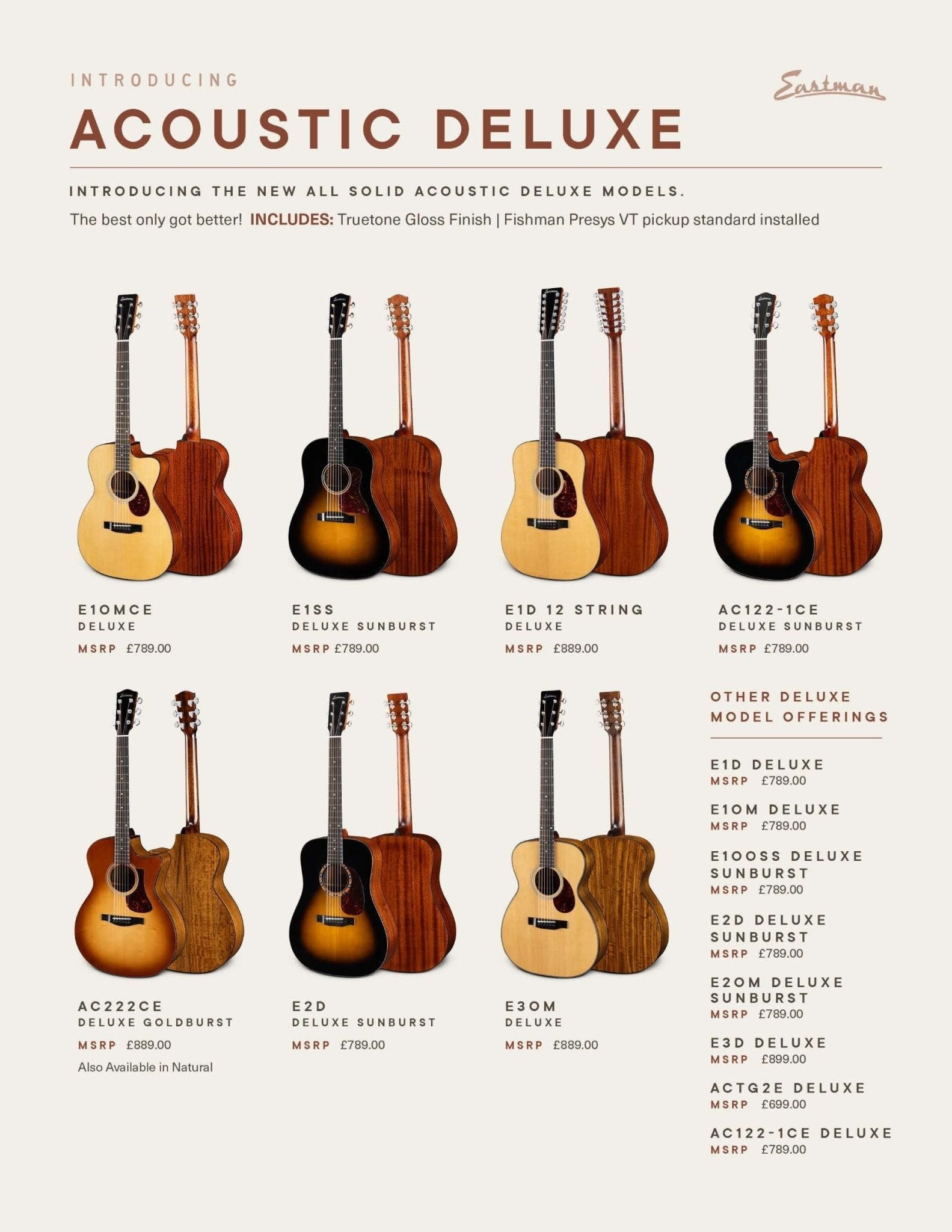 Eastman AC222CE DLX (Price inc. Custom Pro Setup Package) - Richards Guitars Of Stratford Upon Avon