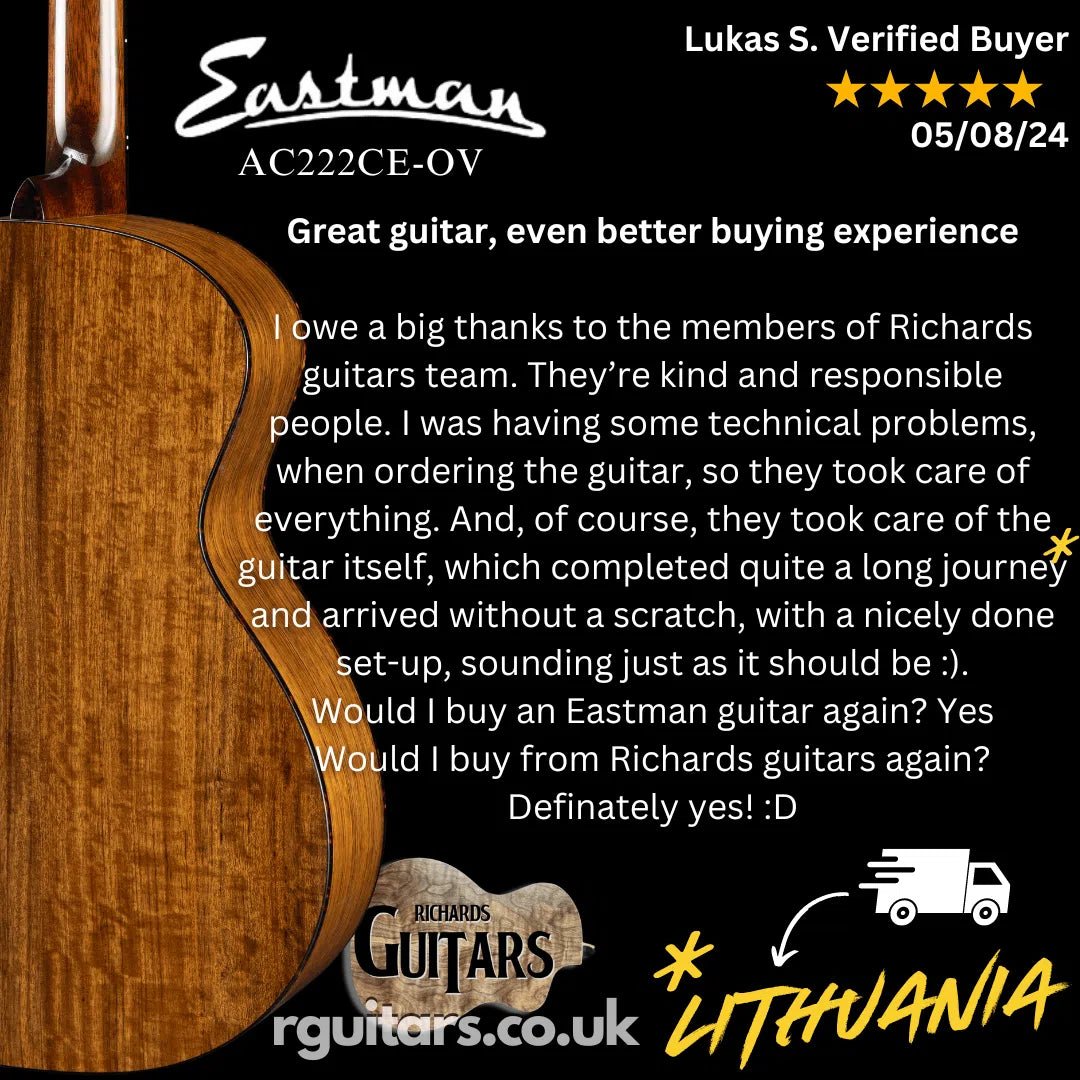 Eastman AC222CE OV Electro Acoustic Guitar (Price inc. Custom Pro Setup Package) - Richards Guitars Of Stratford Upon Avon