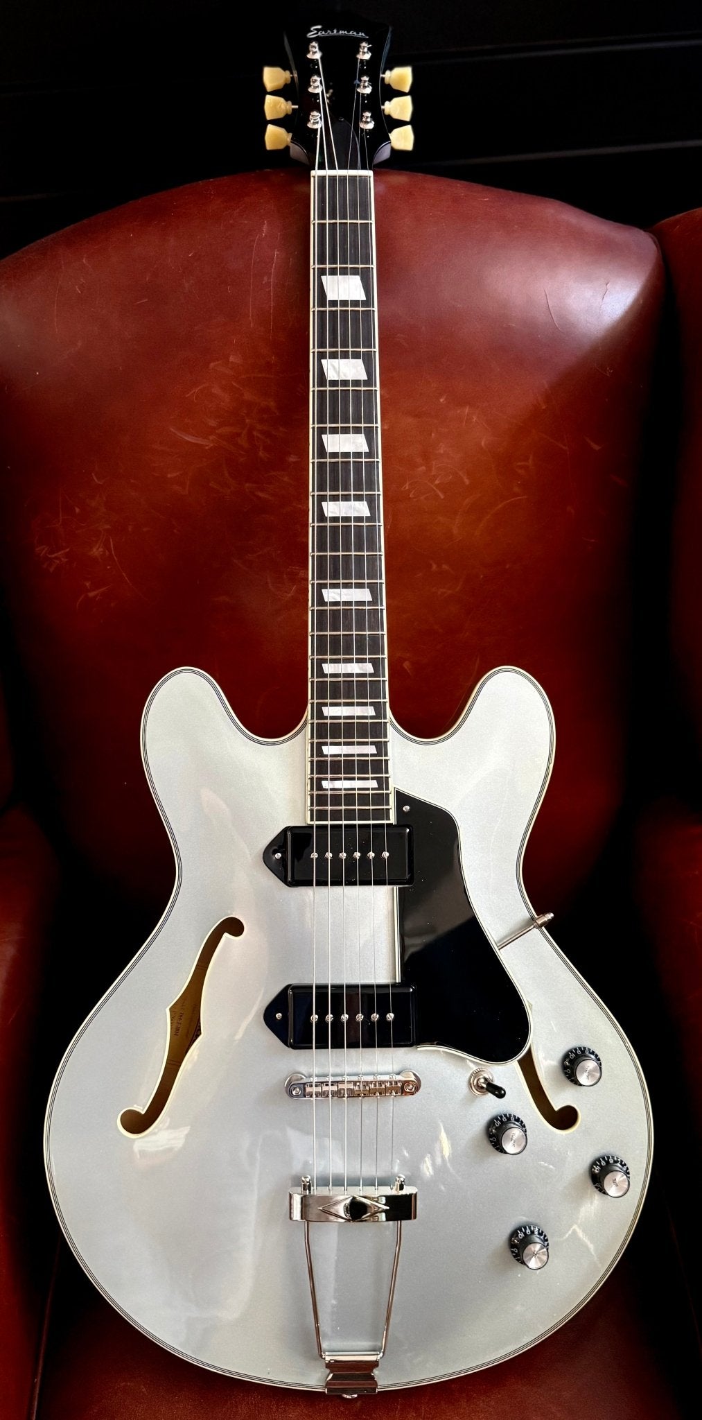 Eastman T64 Iced Blue Metallic New Release Arriving January 2026 - Richards Guitars Of Stratford Upon Avon