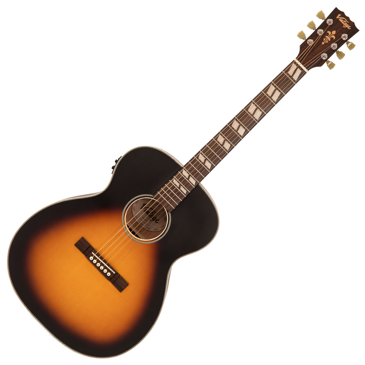 Vintage Historic Series 'Orchestra' Electro-Acoustic Guitar ~ Vintage Sunburst, Electric Acoustic Guitars for sale at Richards Guitars.