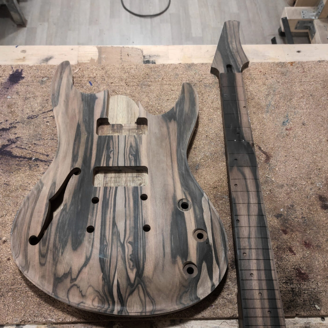 Valenti Carved Semi Hollow Nebula Solid Figured Ebony, Electric Guitar for sale at Richards Guitars.