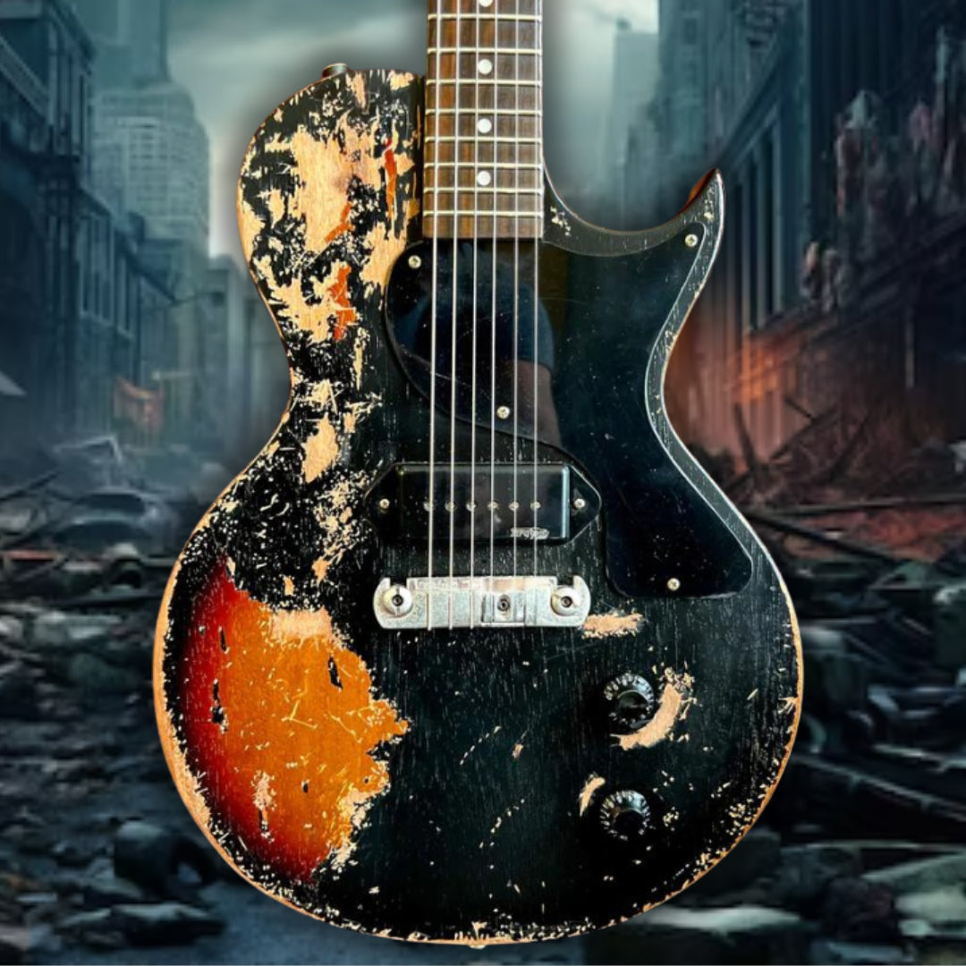 Vintage V120 ProShop "Reclaimed" Fallout Black Over Burst, Electric Guitar for sale at Richards Guitars.