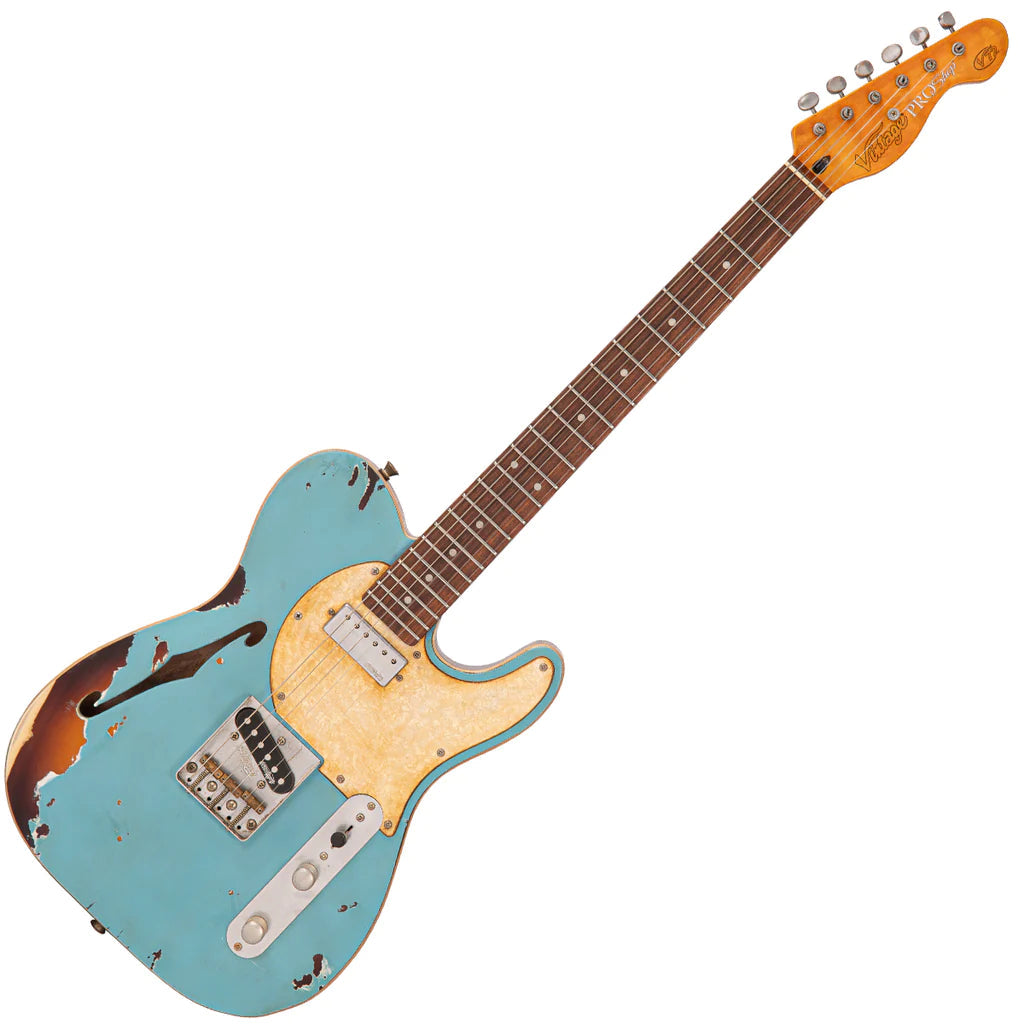 Vintage V72 ProShop Unique ~ Blue Over Tobacco, Electric Guitar for sale at Richards Guitars.