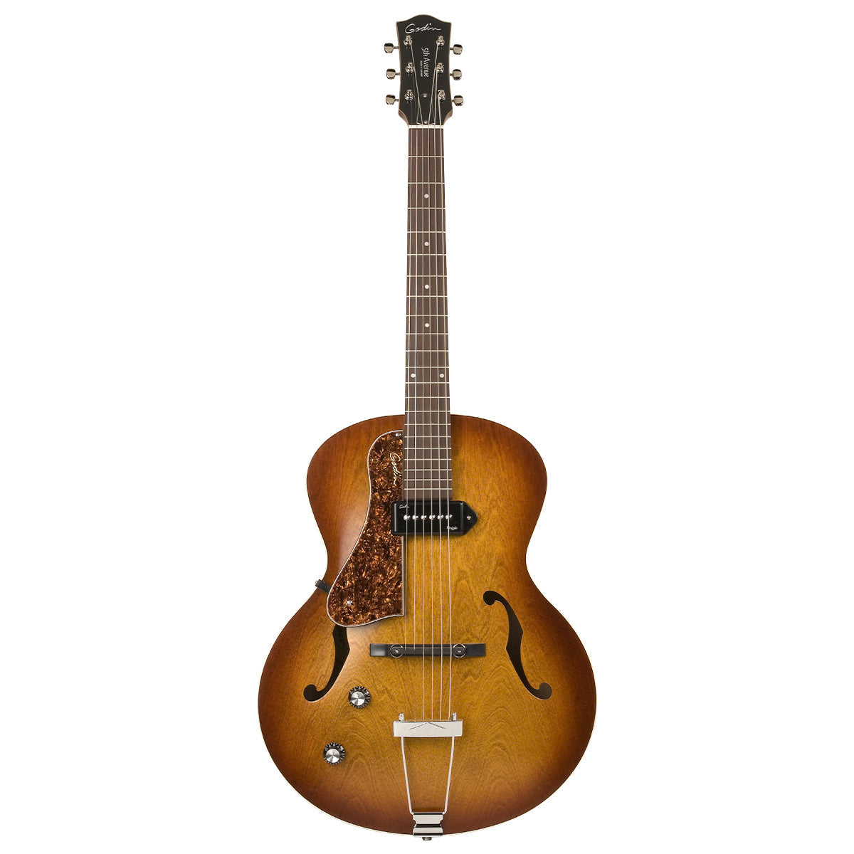 Godin 5th Avenue P90 Semi-Acoustic Guitar ~ Left Hand ~ Cognac Burst Kingpin, Electric Guitars for sale at Richards Guitars.