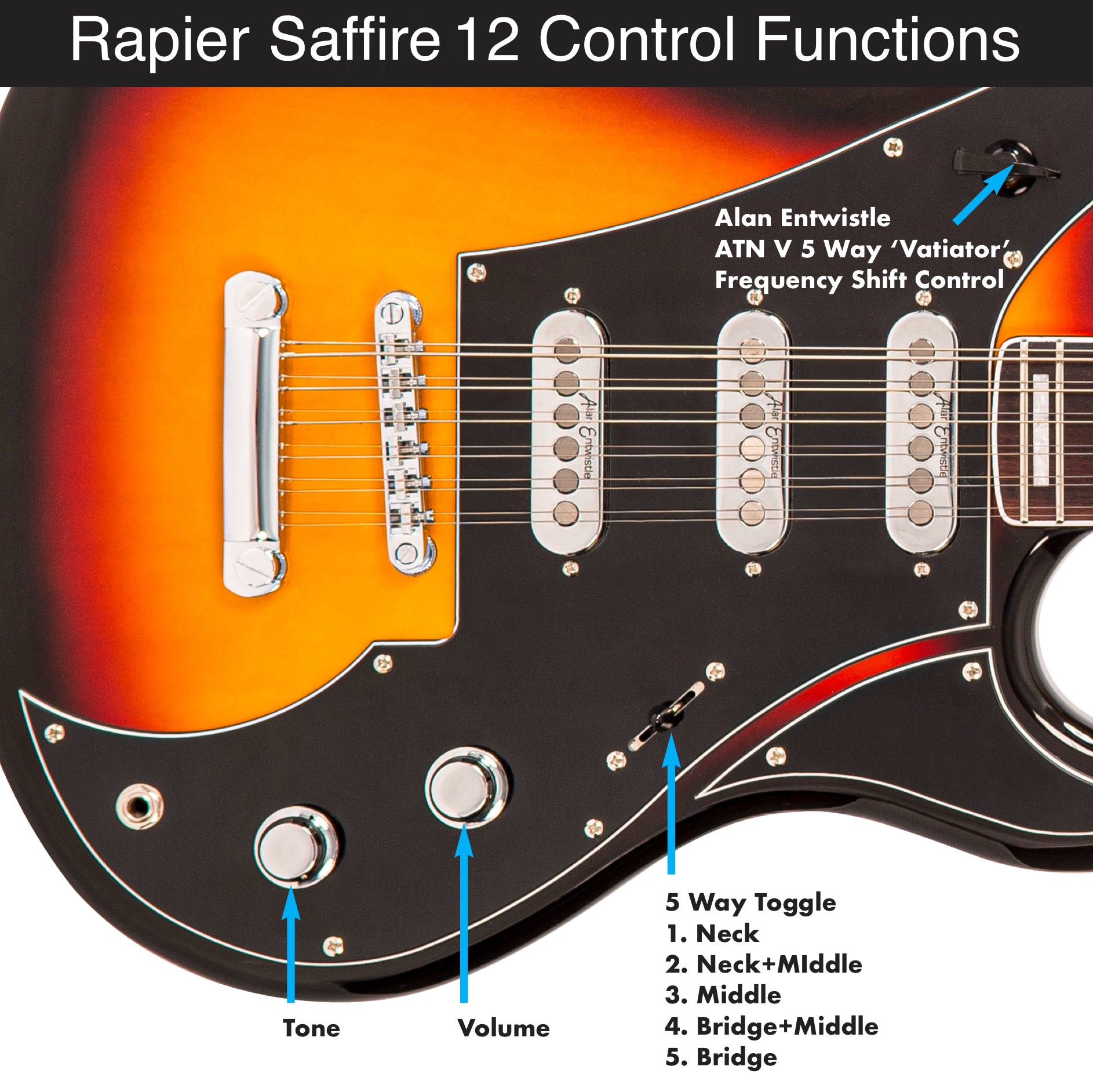 Rapier Saffire 12 String Electric Guitar ~ Sunburst, Electric Guitar for sale at Richards Guitars.