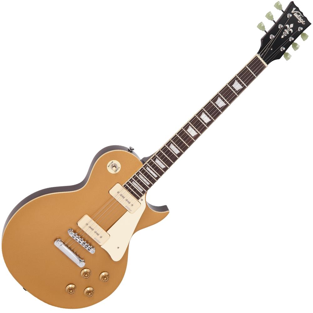 Vintage V100 ReIssued Electric Guitar ~ Gold Top, Electric Guitar for sale at Richards Guitars.