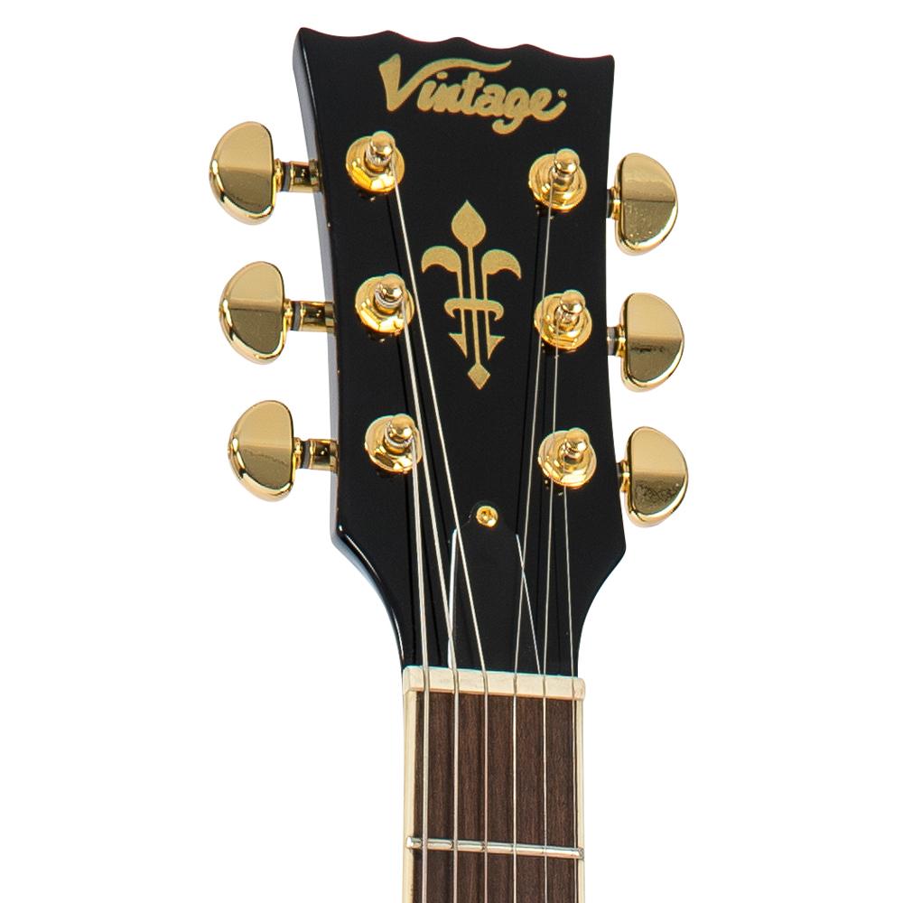 Vintage V1003 ReIssued 3 Pickup Electric Guitar ~ Boulevard Black, Electric Guitar for sale at Richards Guitars.
