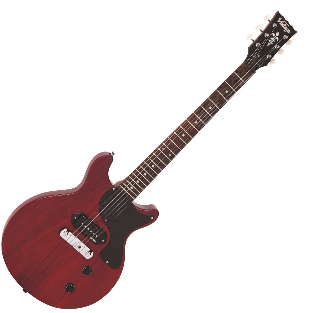 Vintage V130 ReIssued Electric Guitar ~ Satin Cherry, Electric Guitar for sale at Richards Guitars.