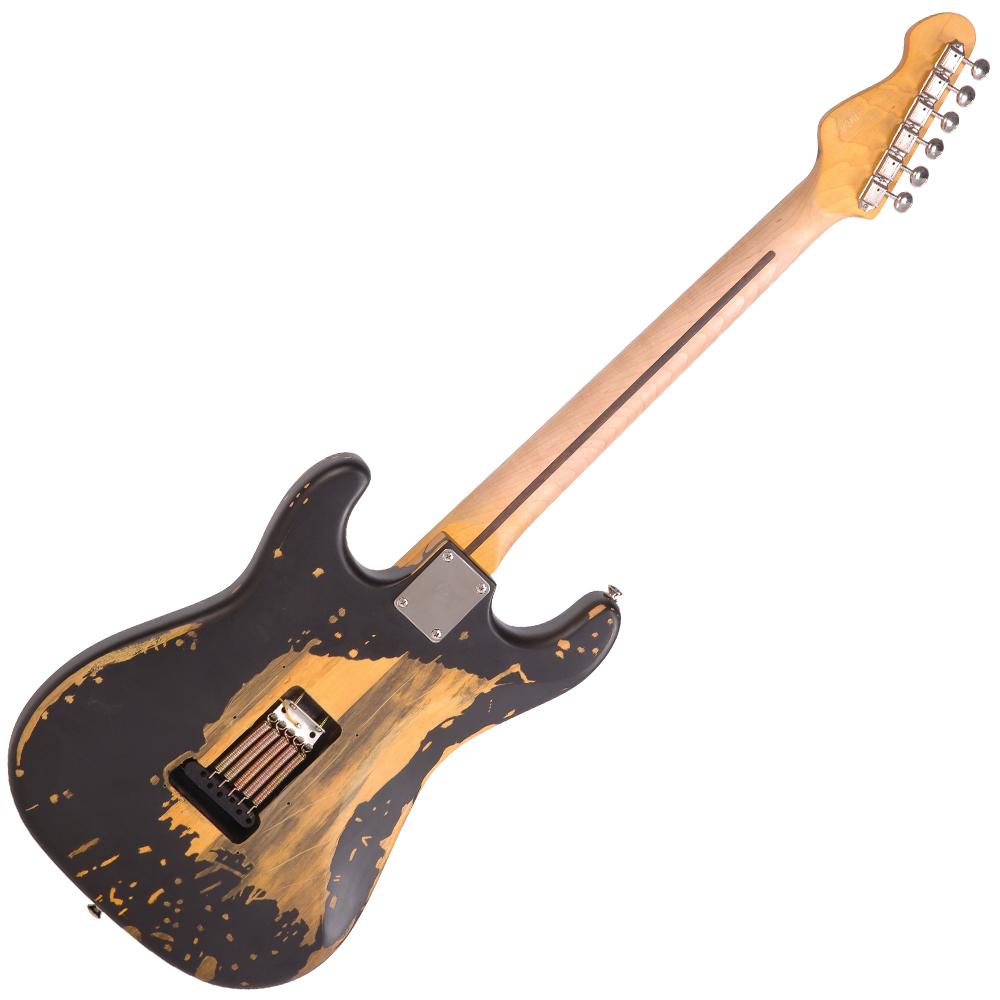 Vintage V6 ICON Electric Guitar ~ Distressed Boulevard Black, Electric Guitar for sale at Richards Guitars.