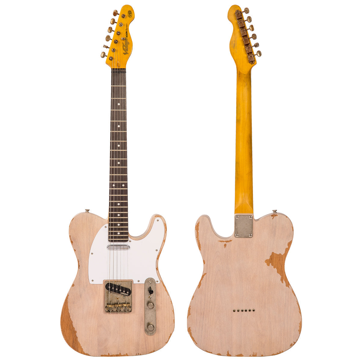 Vintage V62 ICON Electric Guitar ~ Distressed Ash Blonde, Electric Guitar for sale at Richards Guitars.