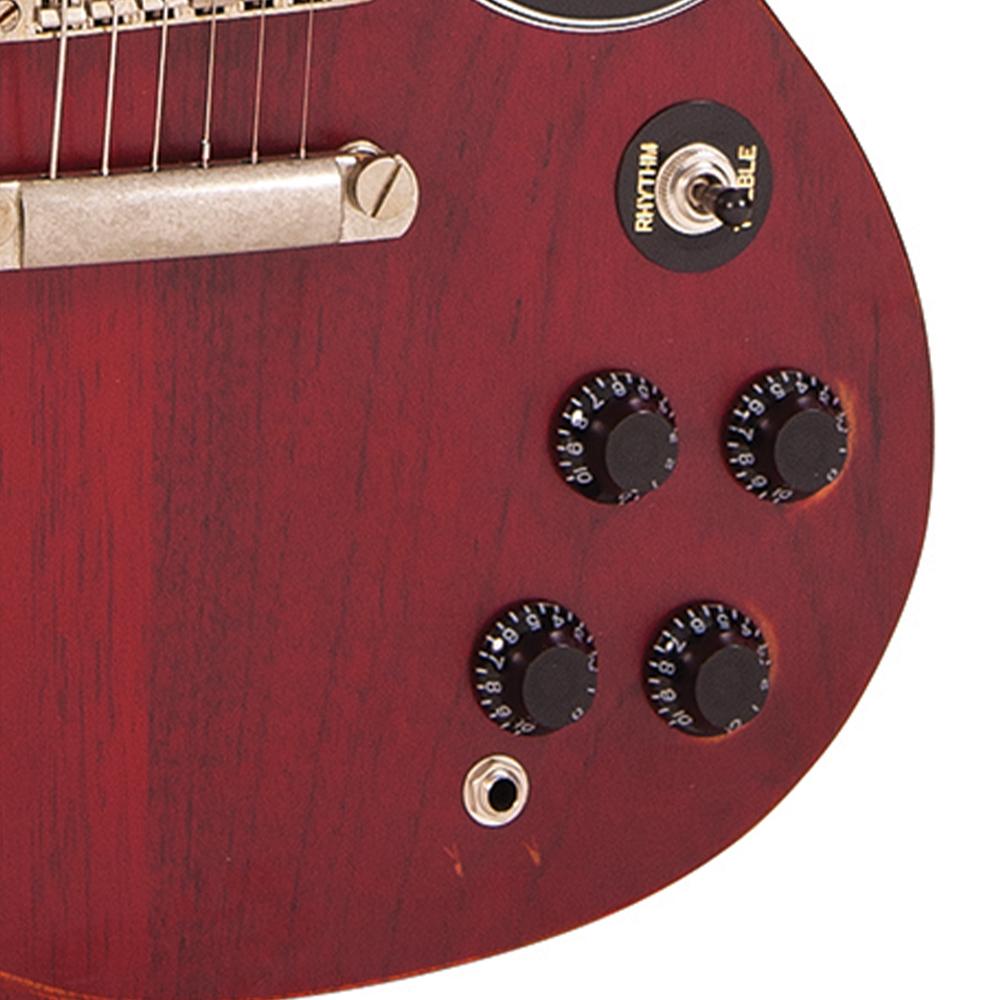 Vintage VS6 ICON Electric Guitar ~ Distressed Cherry Red, Electric Guitar for sale at Richards Guitars.