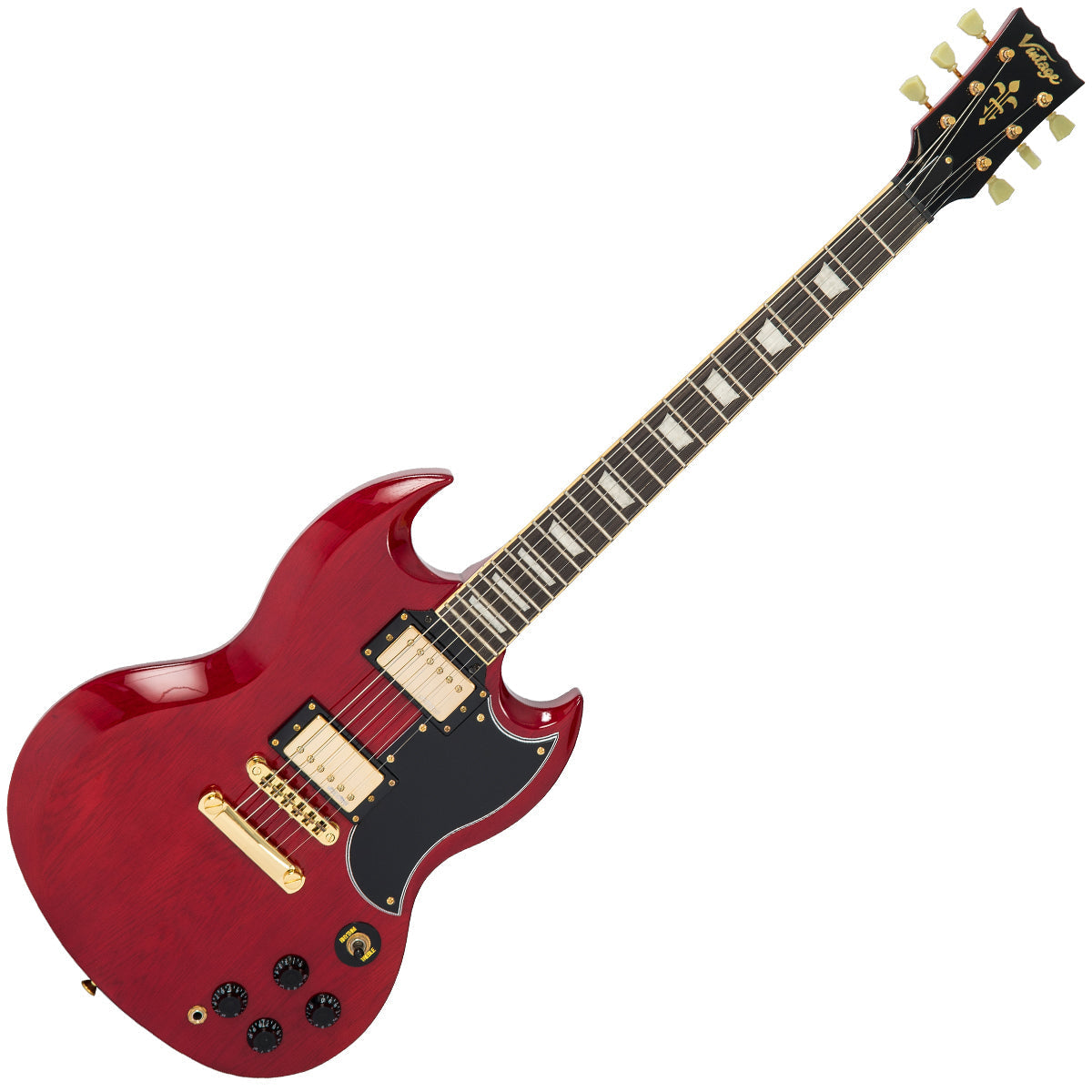Vintage VS6 ReIssued Electric Guitar ~ Cherry Red/Gold Hardware, Electric Guitar for sale at Richards Guitars.