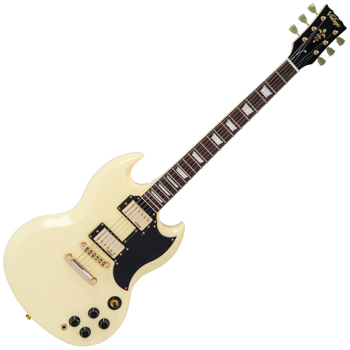 Vintage VS6 ReIssued Electric Guitar ~ Vintage White/Gold Hardware, Electric Guitar for sale at Richards Guitars.