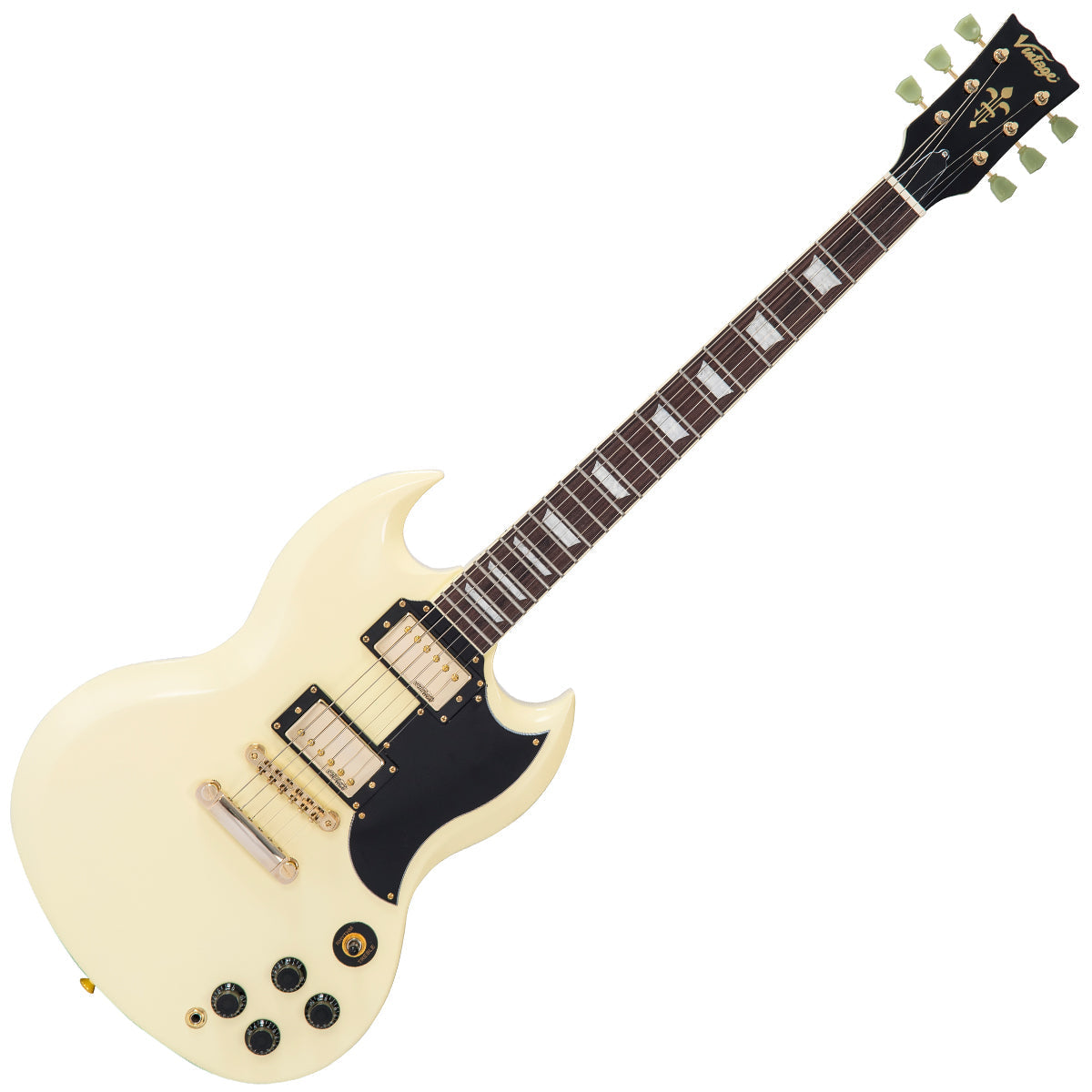 Vintage VS6 ReIssued Electric Guitar ~ Vintage White/Gold Hardware, Electric Guitar for sale at Richards Guitars.