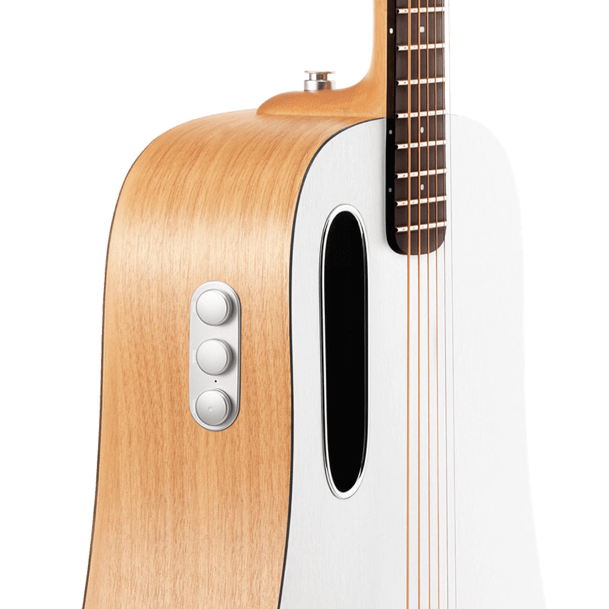 BLUE LAVA Original Freeboost with Airflow Bag ~ Frost White / Walnut, Acoustic Guitar for sale at Richards Guitars.