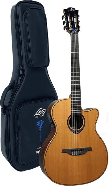 Lag HYVIBE 15 TNHV15ACE TRAMONTANE NYLON HYBRID AUDITORIUM CUTAWAY, Electro Acoustic Guitar for sale at Richards Guitars.