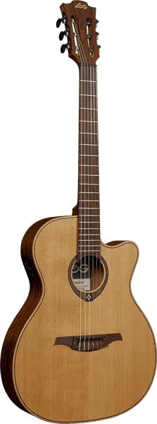 LAG TRAMONTANE 170 TN170ASCE COUNTRY AUDITORIUM SLIM CUTAWAY ELECTRO, Electro Nylon Strung Guitar for sale at Richards Guitars.