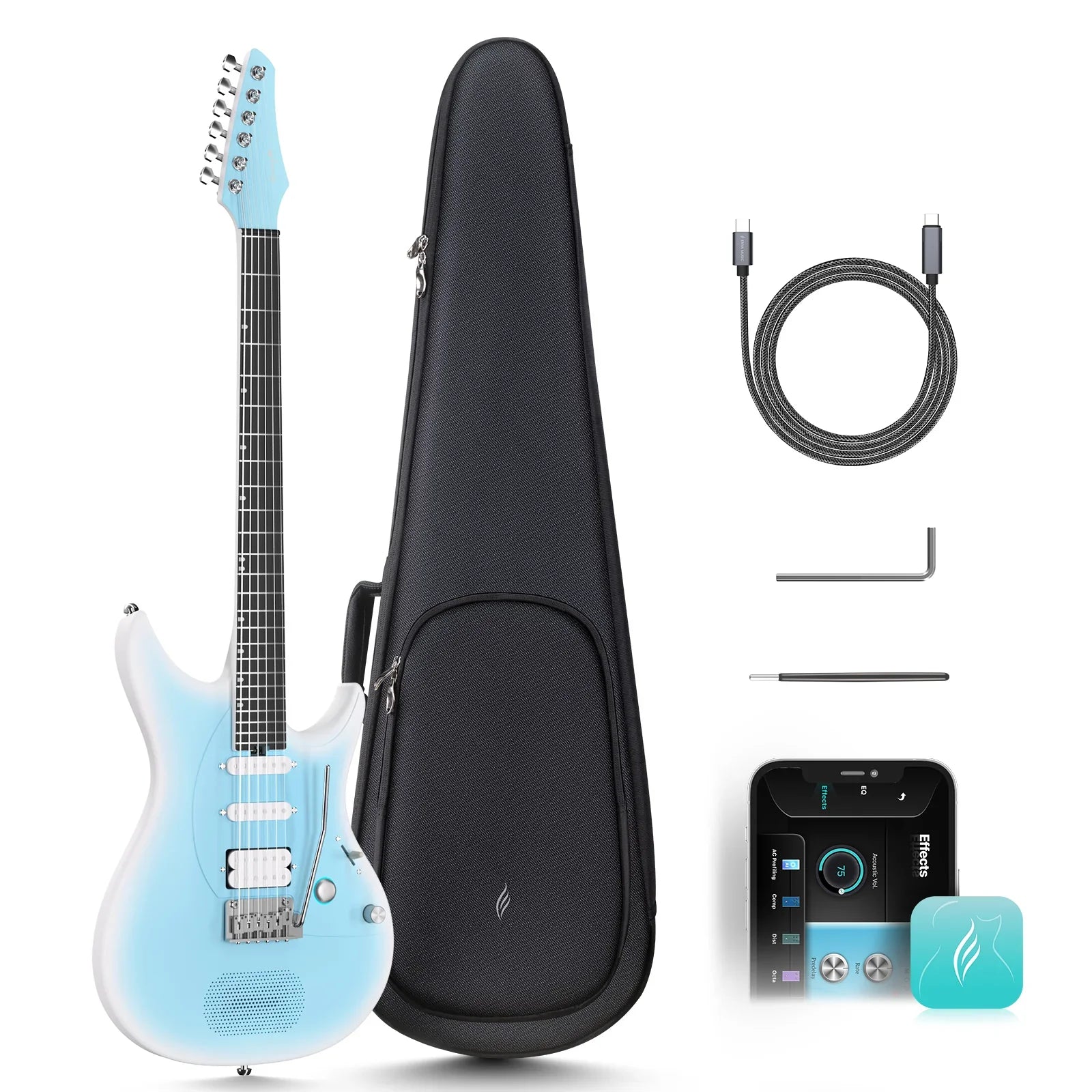 Enya Inspire Electric Smart Guitar in Light Blue - Richards Guitars Of Stratford Upon Avon
