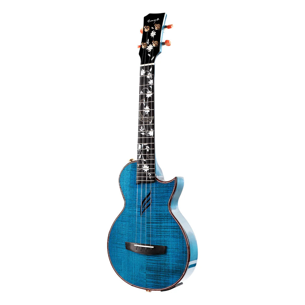 Enya EUT-E6 Blue One body Flame Maple with TransAcoustic(Thin body), Ukulele for sale at Richards Guitars.