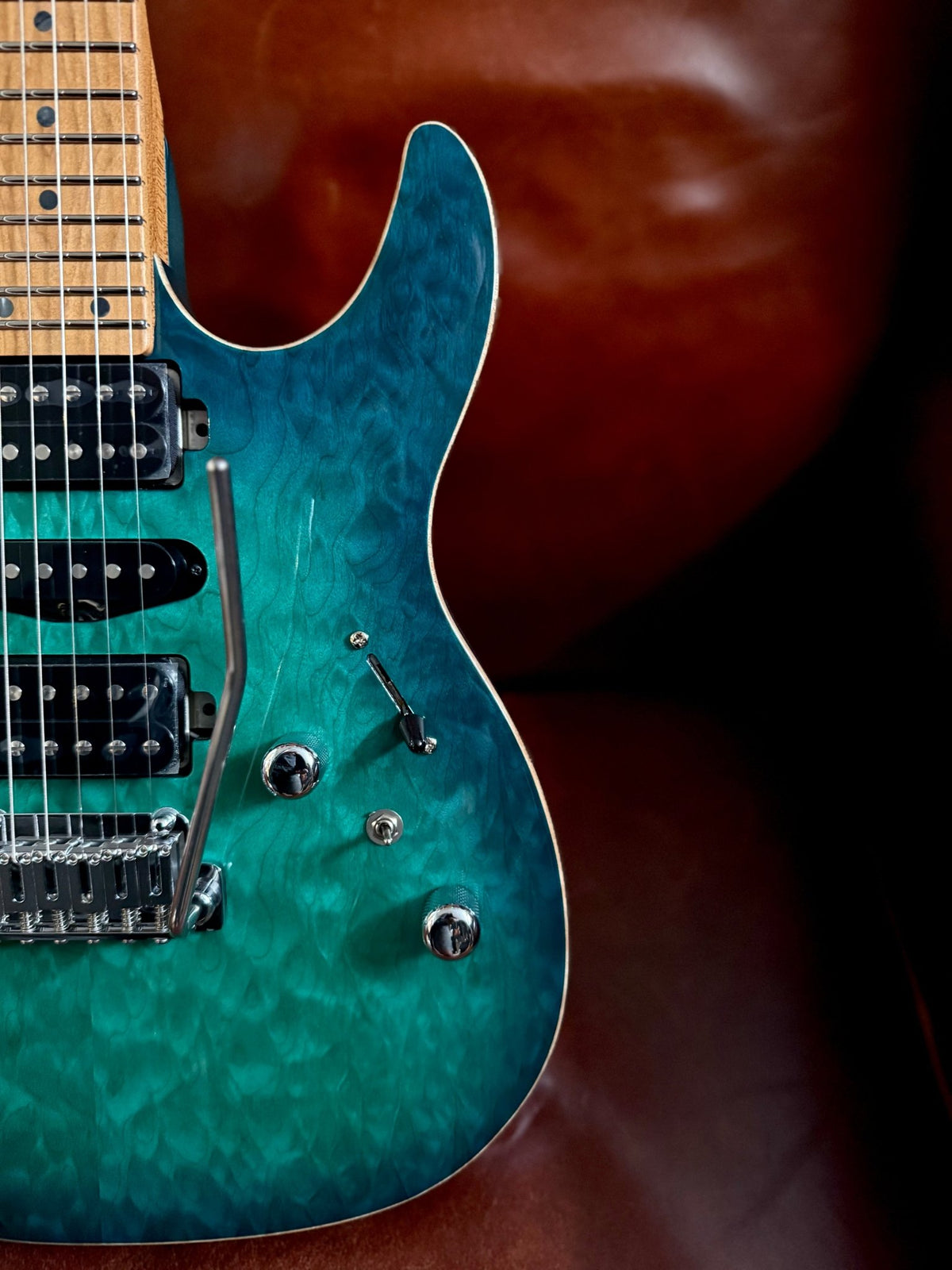 FGN Expert Odyssey, Emerald Ocean Burst Electric Guitar - Richards Guitars Of Stratford Upon Avon