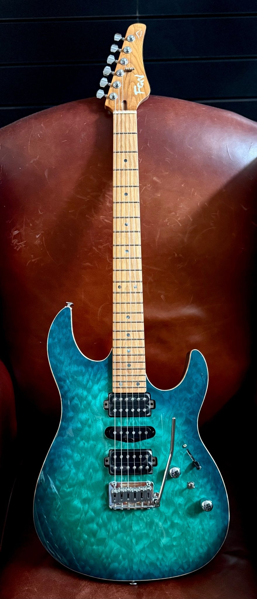 FGN Expert Odyssey, Emerald Ocean Burst Electric Guitar - Richards Guitars Of Stratford Upon Avon